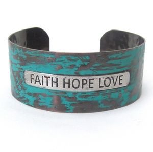 Patina Metal Message Bangle